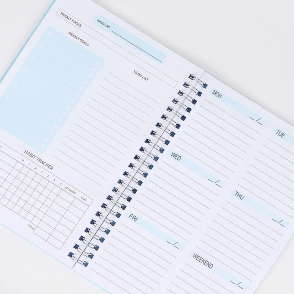 A5 English Weekly Planer Minimalist Designed Macaron Spiral Notebook 52 Sheets 80g/m2 Inner Page Student Paper Stationery