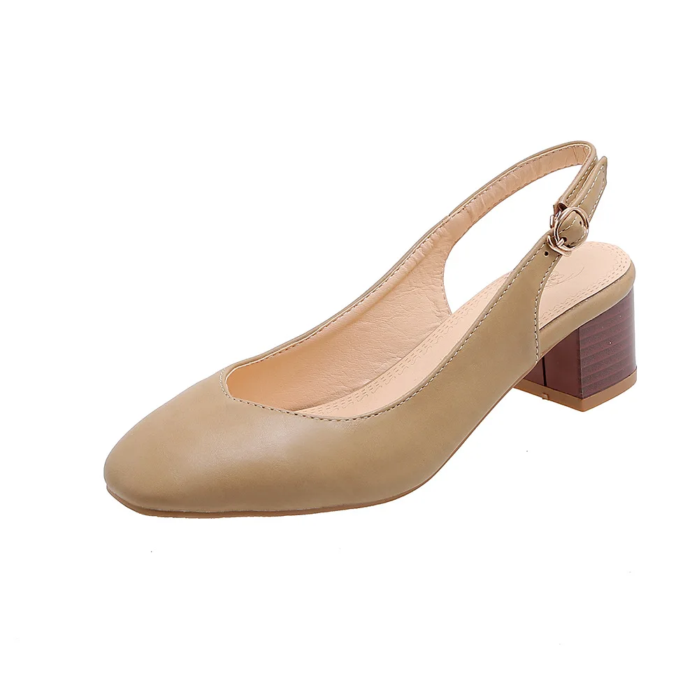 Handmade New Arrival Womens Chunky Heel Pumps Slingback Round-toe Three Colors Large Size 34-52 Evening Party Fashion Prom Shoes