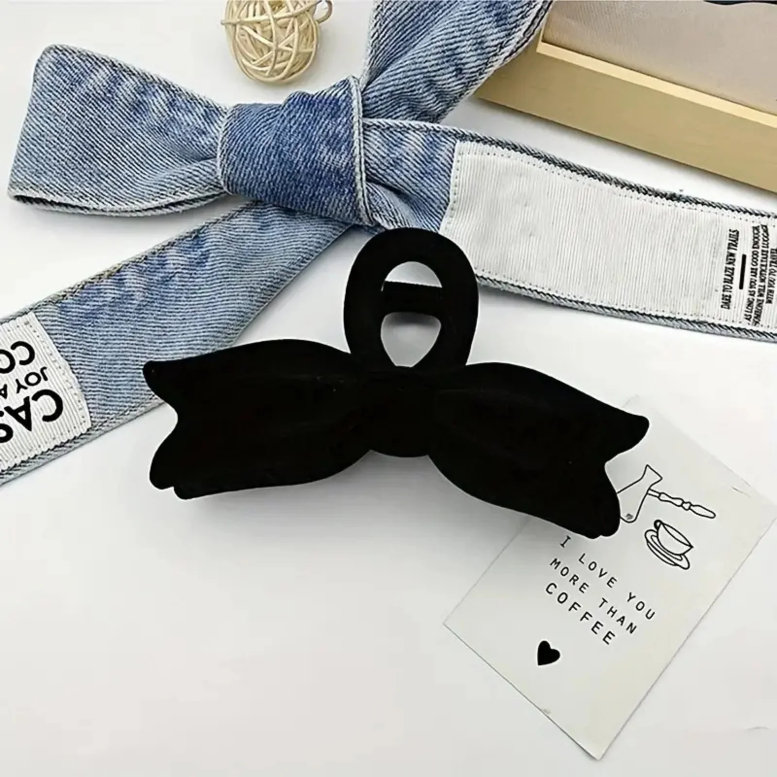 1PC Black Velvet Bow Hair Claw, Elegant Large Hair Clip, Stylish Hair Accessory for Women