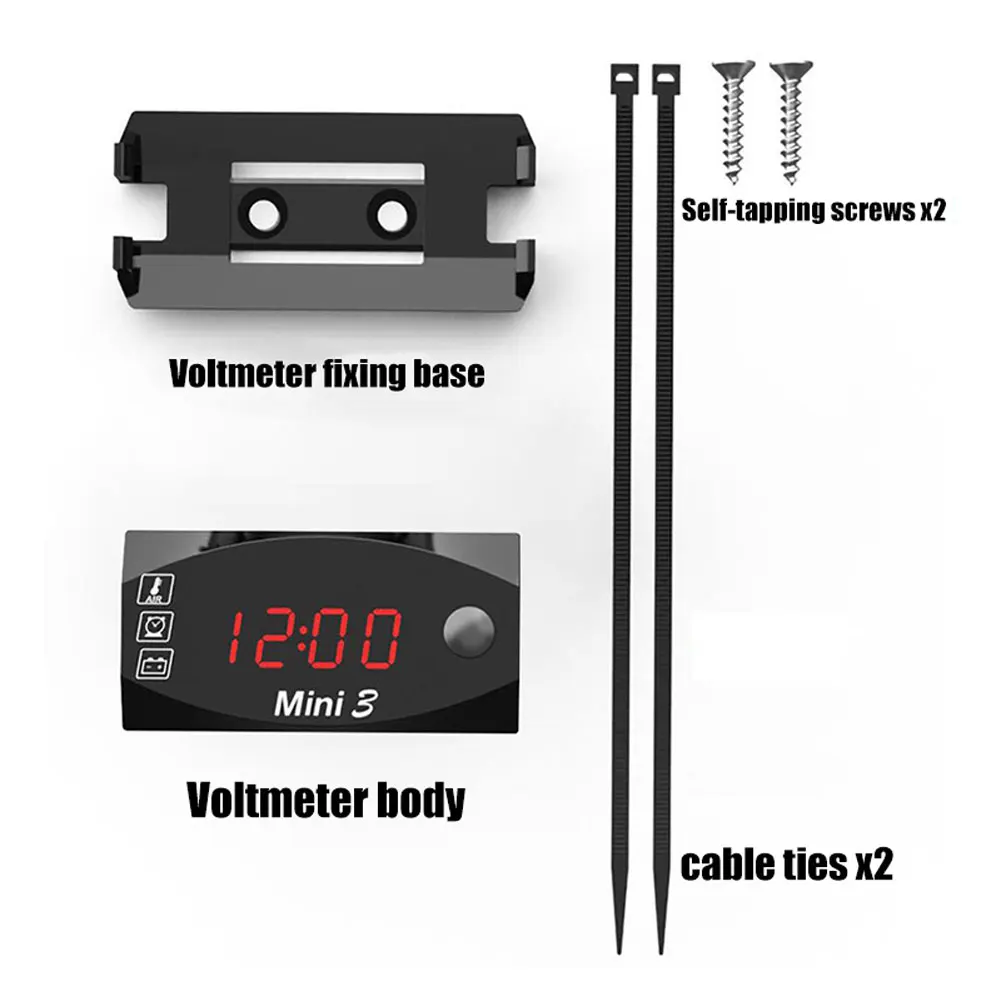 12V Motorcycle Electronic Clock Waterproof 3 in 1 Motobike Thermometer Voltmeter Digital Display Digital Voltage Meter motorcycle handlebar clock car voltmeter thermometer car clock thermometer