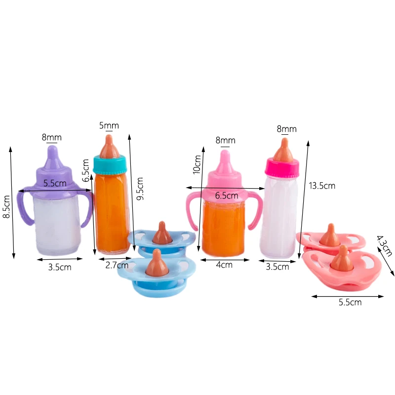 Fit 18 inch Baby New Born American Doll Accessories Girl Magic Milk Bottle Pacifier Juice Bottle Doll Comfort Toy For Baby Gift
