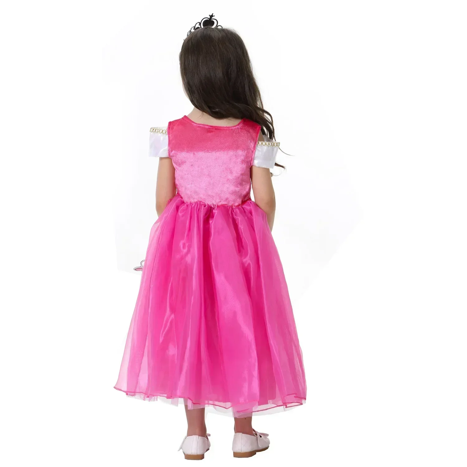 Girls Aurora Dress Princess Halloween Cosplay Costume Princess Rosy Pink Deluxe Outfit Kids Birthday Party Gown Fairy Disguise
