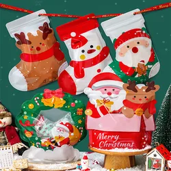 50PCS Thick Plastic Christmas Gifts Ziplock Packaging Bag Resealable Xmas Socks Snack Sugar Elk Child Present Decoration Pouches
