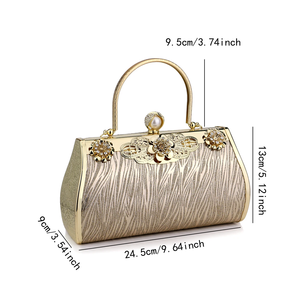 Pearl Metal Evening Clutch Handbags Purse for Wedding