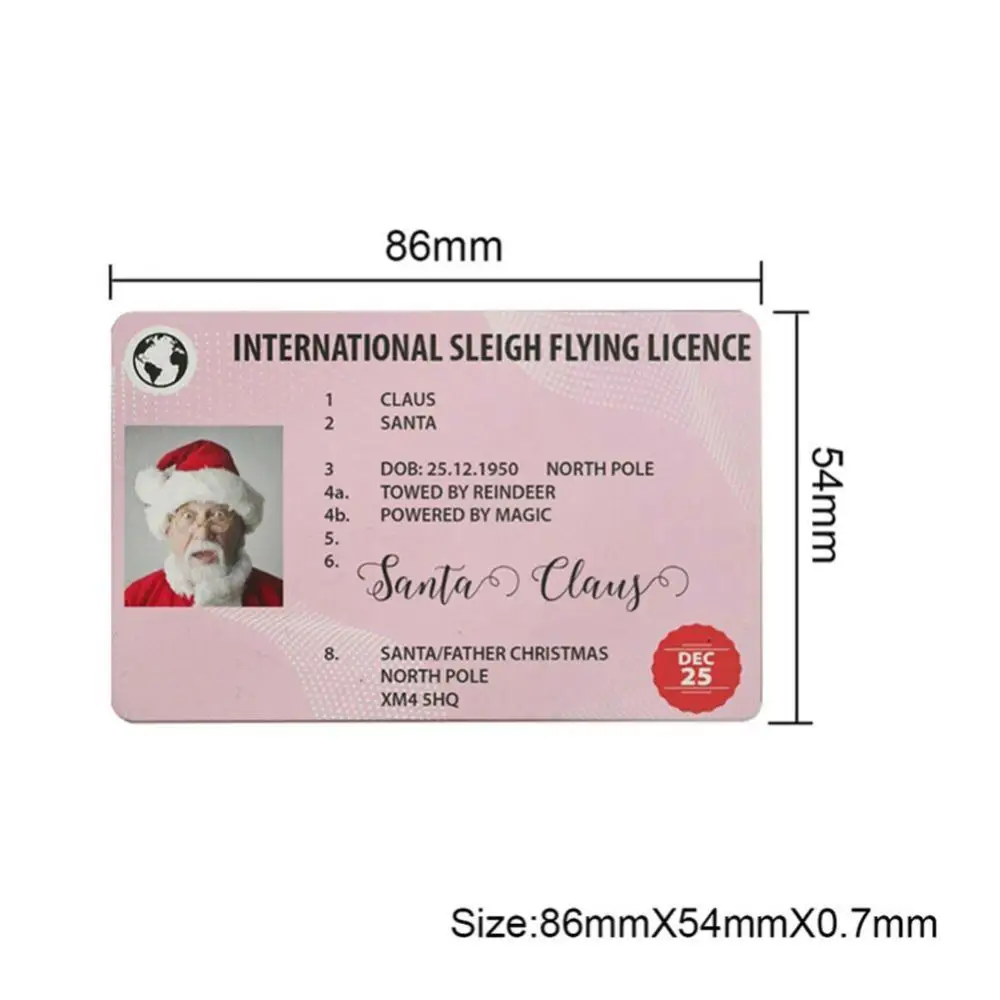 Santa Claus Flying Licence Card Christmas Eve Driving Licence Christmas Gift Children Kids Xmas Decoration