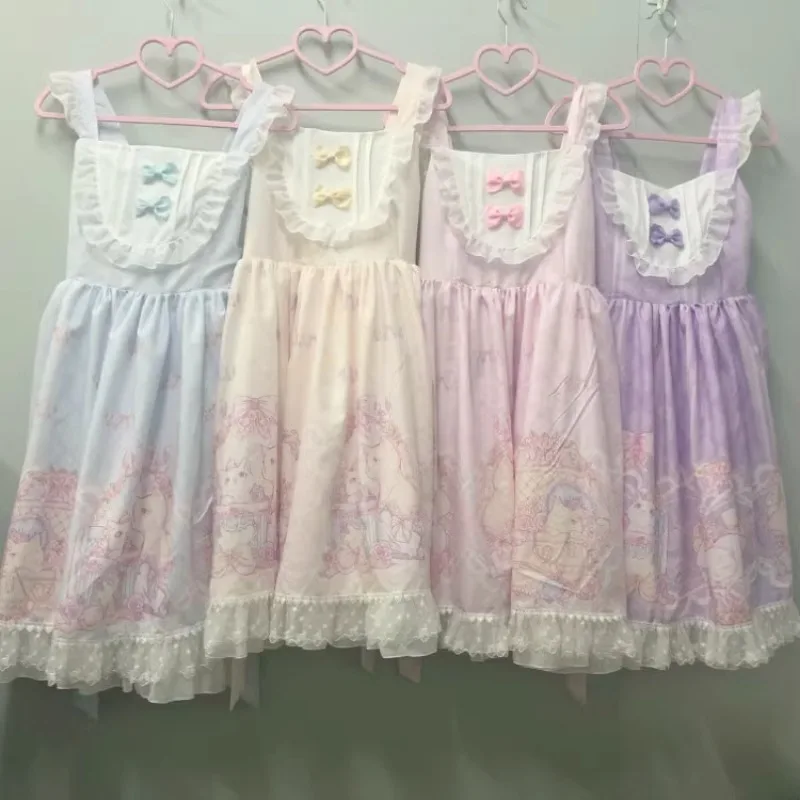 Lolita dress lolita cosplay costumes Sute Cartoon Bunny Lolita Style Dress Women Japanese Fashion Ruffles Sleeveless Cute Bow Lace Dresse Girl Gothic Y2k Party Dress