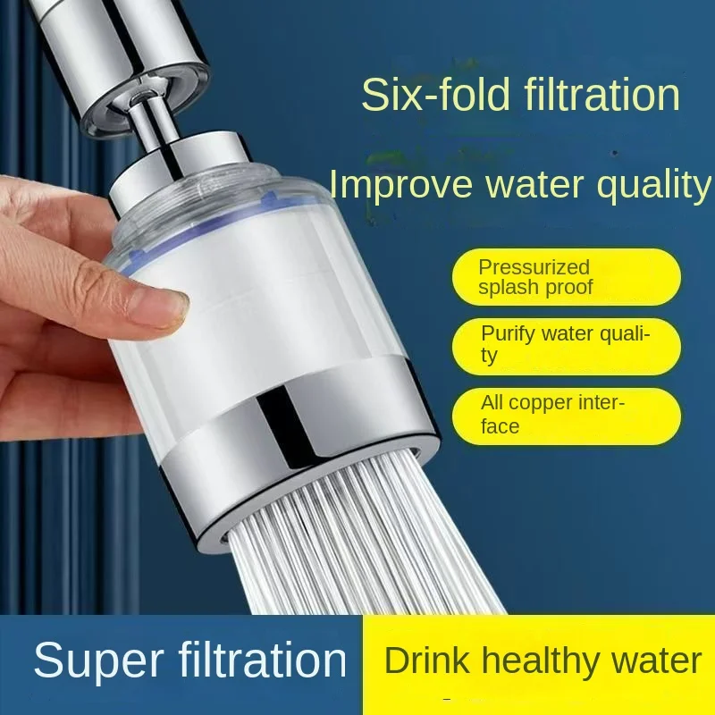 Kitchen sink faucet free filter element extension nozzle anti-splash device universal rotary filter
