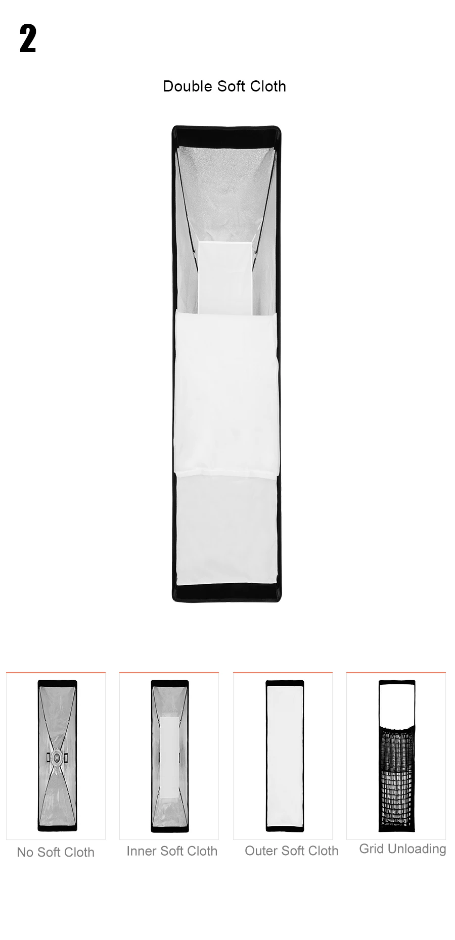 22x90cm 30x120cm 35x160cm Rectangle Strip Honeycomb Grid Softbox for Bowens Elin