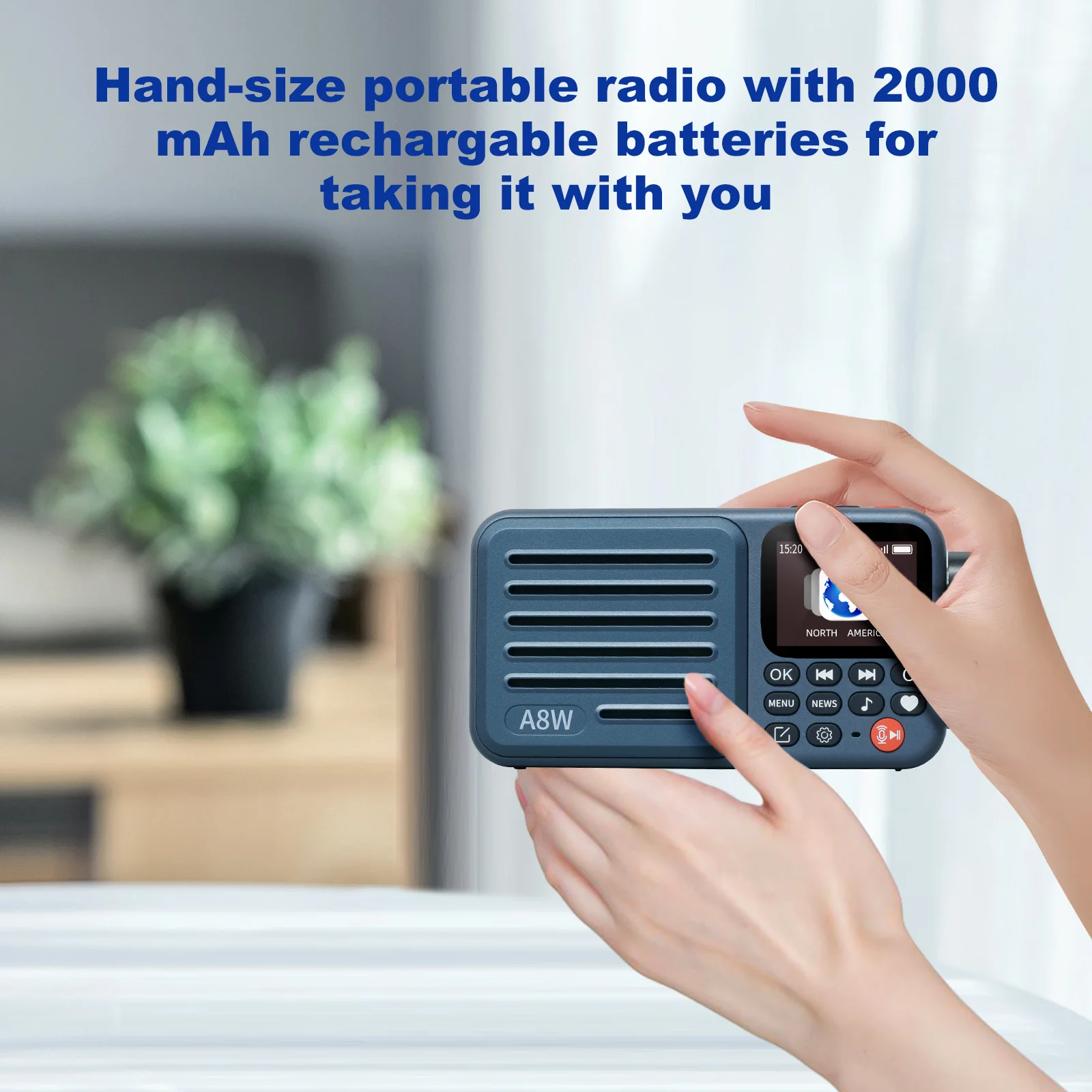 CHOYONG A8W Portable Internet Radio,Smart WIFI FM Receiver with 4K+ Pre-stored Stations, Alarm Clock, Micro SD,Voice Control 4
