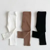 Kids Baby Winter Leggings Girls Skinny Ribbed Pants Toddler Casual Elasticity Simple Render Pants Boys Warm Cotton Trousers 1