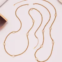 Collier Long de 80cm pour femmes, chaîne en acier inoxydable plaqué or 18 carats, incrusté de Zircon, chaînes de pull à breloques 3