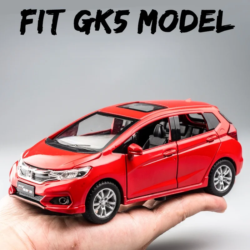 

High Simulation 1:32 Alloy HONDA Fit GK5 Car Model Diecast Metal Toy Pull Back Car Sound and Light Kids Gift Vehicle Collection