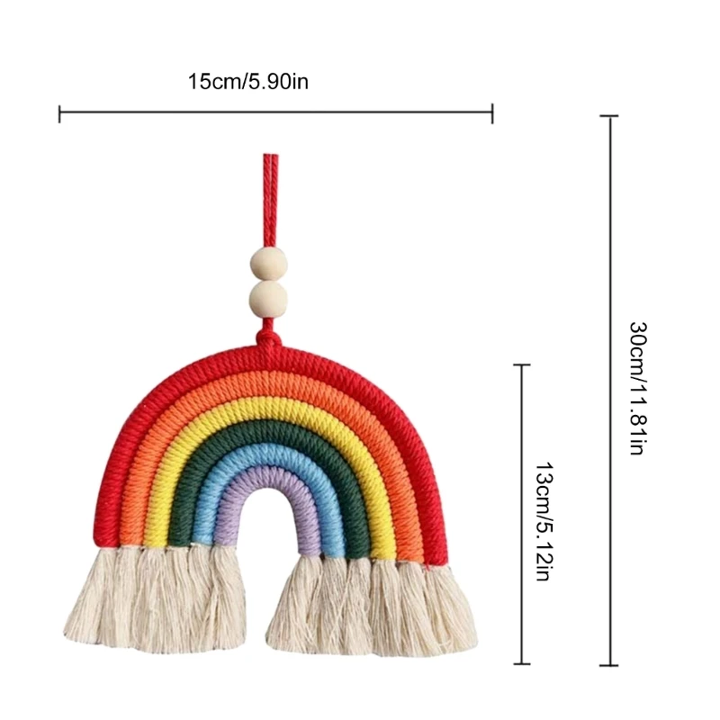 BeHandwovens Cotton Rope Rainbow Tassels Wall Car Pendants Rainbow Wall Hangings Holiday Decorations 6