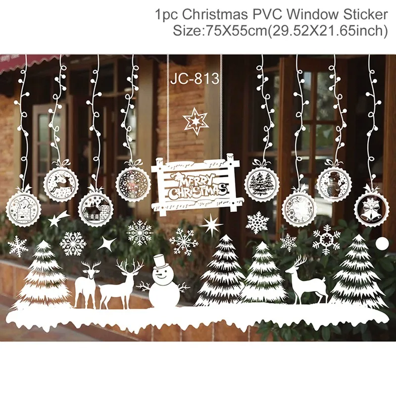 thumbnail image 1 of Pegatinas navideñas para ventanas y paredes, decoración navideña para el hogar 2024, adornos navideños, árbol de Navidad, regalo de Navidad, Año Nuevo 2025, 1 of 5