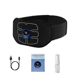 Portable EMS Muscle Stimulator Toner - Abdominal Toning Belt for Home Fitness and Body Slimming, USB Rechargeable Massager (One Sets)