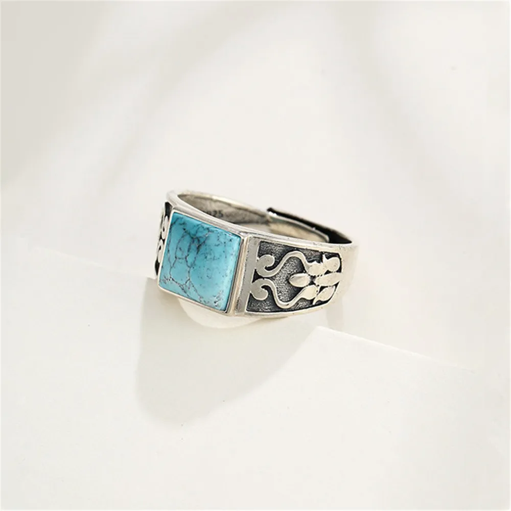 Ring Setting for 8x8mm Square Cabochons Ring Blank 925 Sterling Silver Adjustable Band Ring Base RB020S