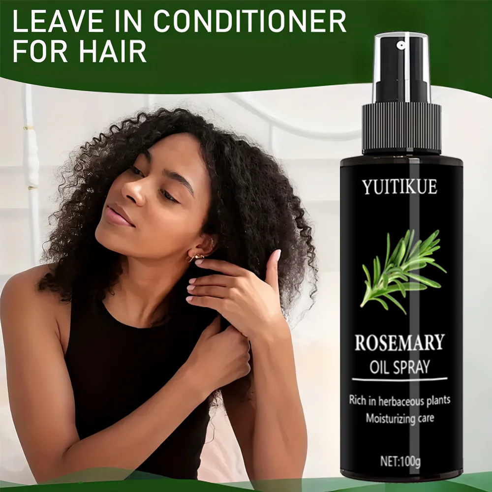 Rosemary hair oil spray, repairs hair damage, prevents hair loss, promotes hair growth, combats dry scalp, and increases shine.