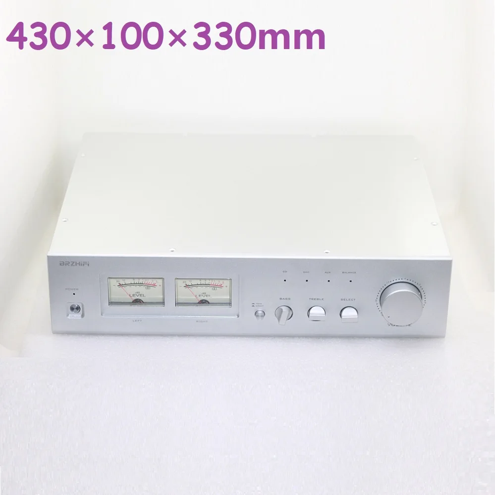 

W430 DIY Preamplifier Chassis VU Meter Balanced Headphone AMP Luxury Front Stage Aluminum Box Rear Class Preamp Enclsure Shell