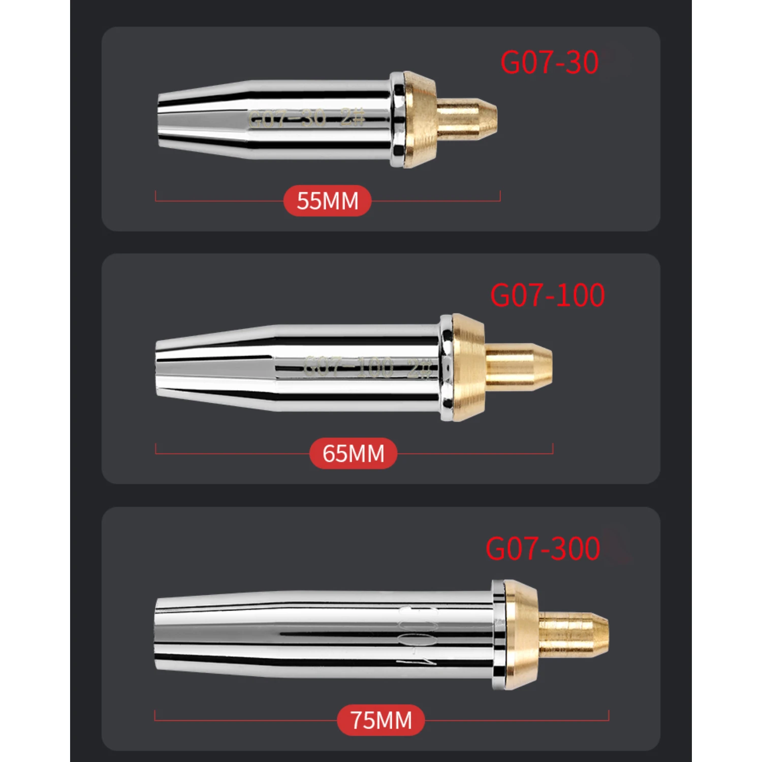 G07-30 G07-100 G07-300 G07 30 100 300 Propane LPG Gas Cutting Torch Nozzle Tip 5 Pieces - Image 3