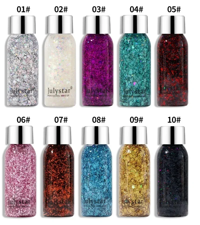 Body Glitter Gel Sequins Long Acting Face Eyes Hair Prom Party Mermaid Scales Not Easy To Take Off Eye Shadow Stage Makeup 6