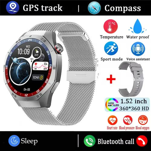 2025New For Android and ios Smart Watch Men AMOLED Screen GPS Motion trajectory Heart Rate Bluetooth Calls SmartWatch Waterproof - Image 12