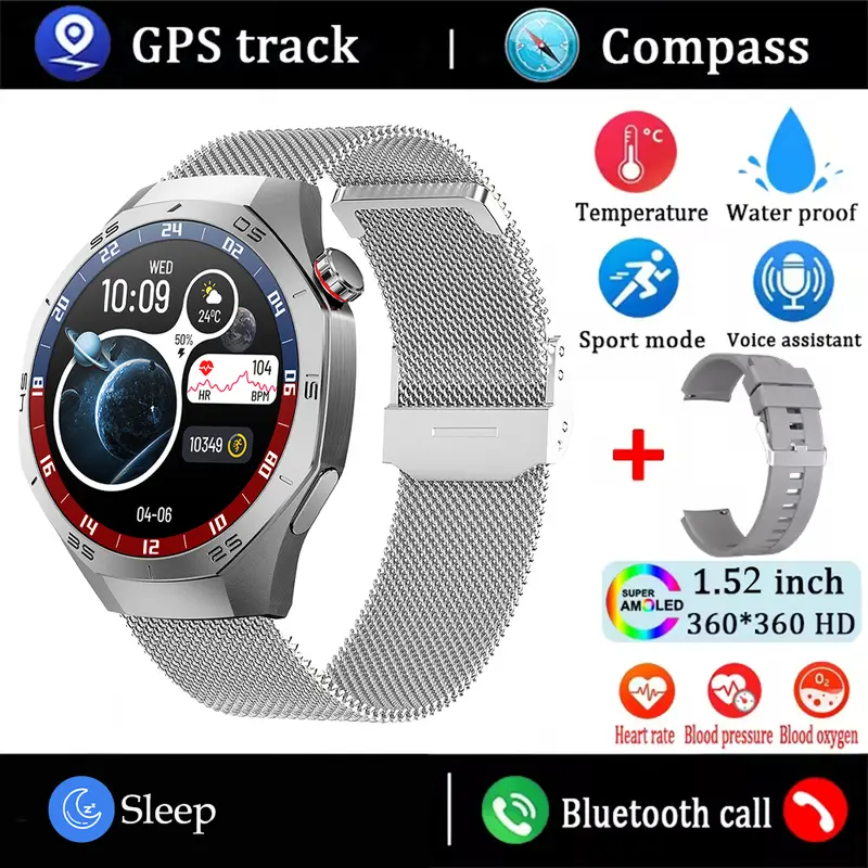 2025New For Android and ios Smart Watch Men AMOLED Screen GPS Motion trajectory Heart Rate Bluetooth Calls SmartWatch Waterproof - Image 12