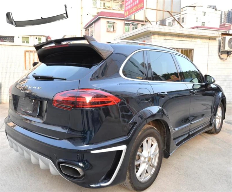 For Porsche Cayenne 985.2 GTS S 2015 2016 2017 Real Carbon Fiber Spoiler High Quality Rear Wing Trunk Door Top Roof Splitter - - Racext 55