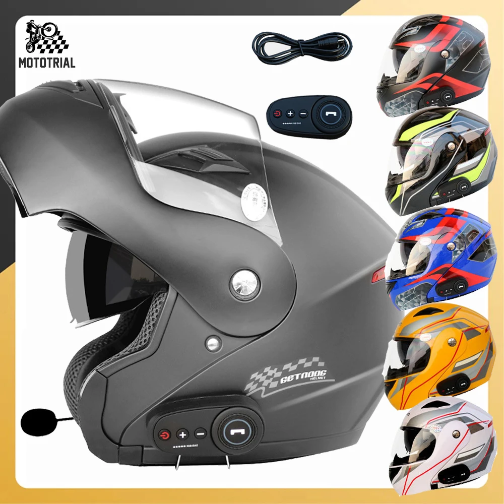 Motocicleta Casco Con Auriculares Incorporados Casco De Moto Con