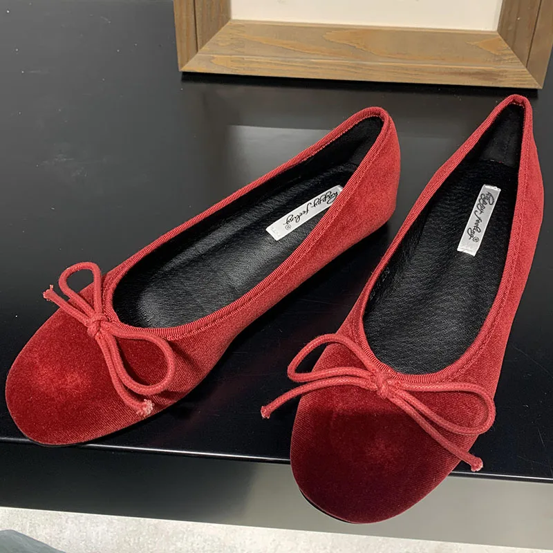 Fashion Silk Women Ballet Flats Shoes Footwear Designer Shallow Female Round Toe Butterfly-Knot Ladies Flats Slides Shoes 2