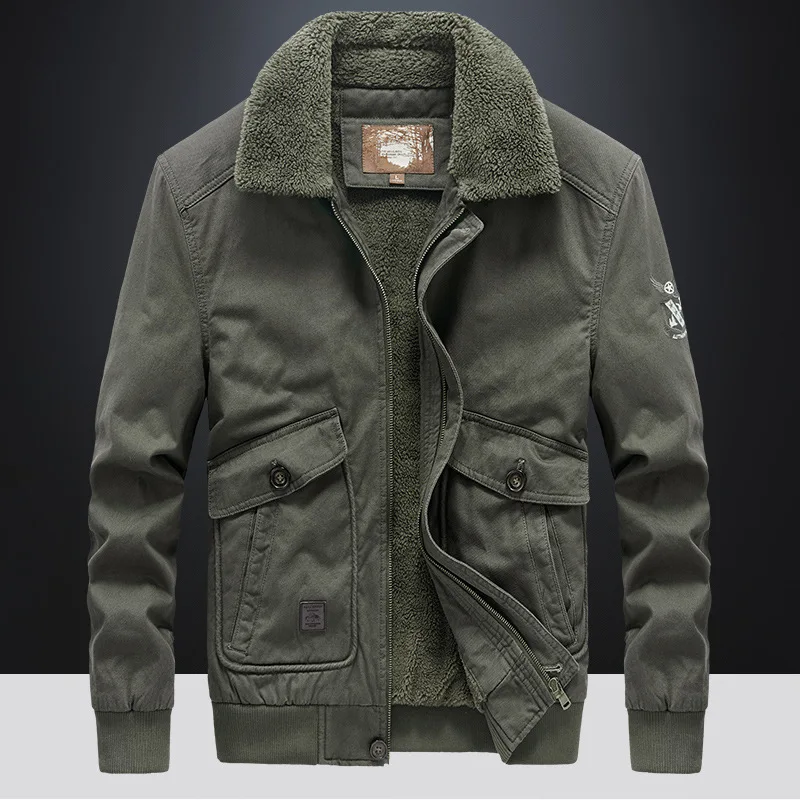 

2023 Winter New Cotton Coat Men's Polo Short Warm Windproof Loose Solid Color Large Thickened Workwear Coat