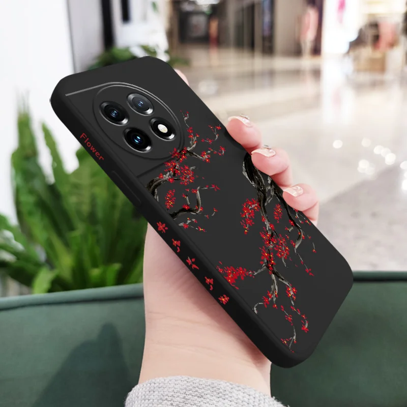 Elegant Cold Plum Snow Liquid Silicone Phone Case Cover