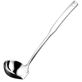 Cucchiai da mestolo da minestra in acciaio inossidabile 304 cucchiai da mestolo luminosi con beccuccio per servire, 11.8 pollici 1