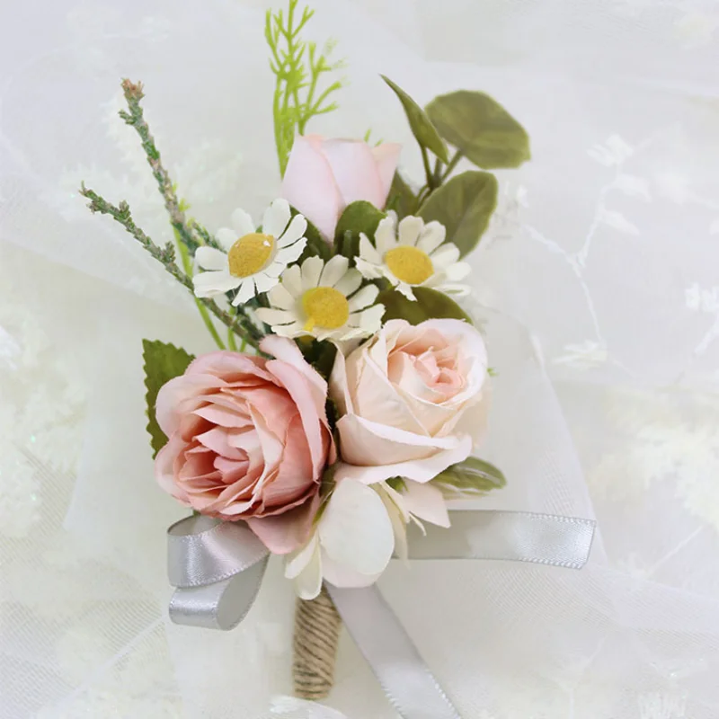 Pink Artifical Headwear Flowers Handmade Floral Comb Garland Bridal Headdress Wedding Decoration Hair Accessories