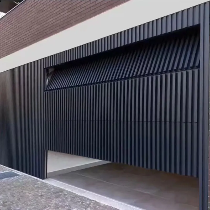 modern automatic elevated invisible aluminum vertical slat grill garage door