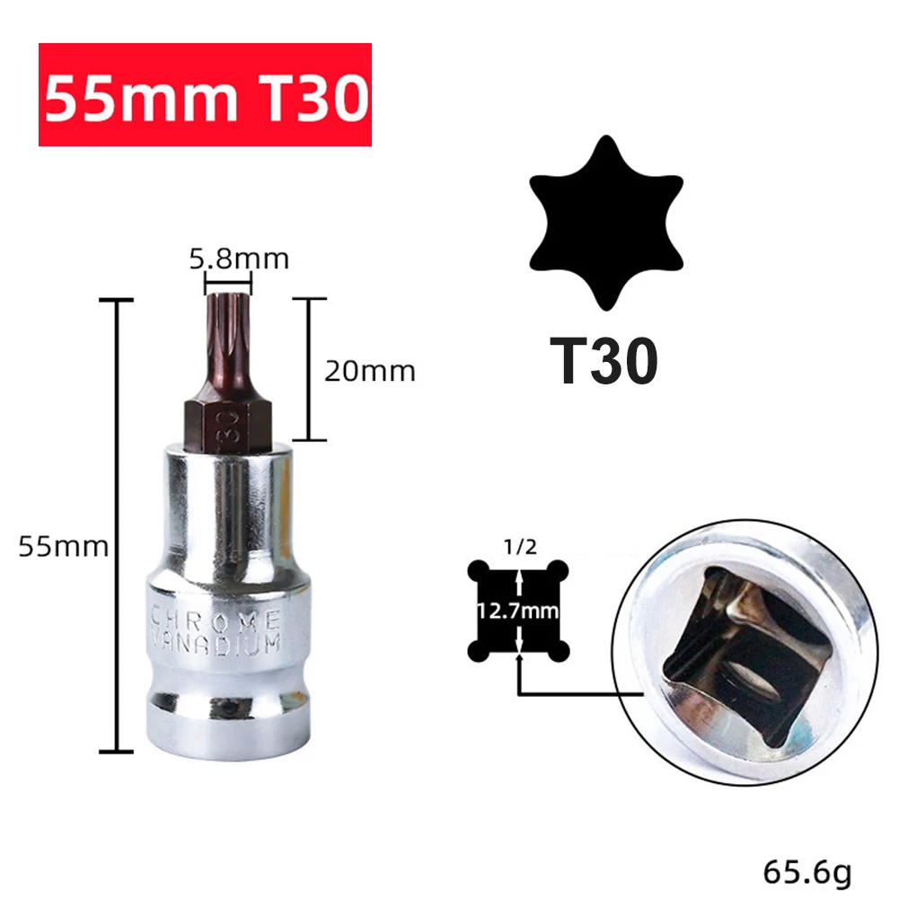 1pc T20-T70 Hex Kopf Schraubendreher Bit Torx Bit Steckdosen 1/2 zoll Steckschlüssel Schlitz Spitze Schraubendreher Bit Hand werkzeuge – Detail 13