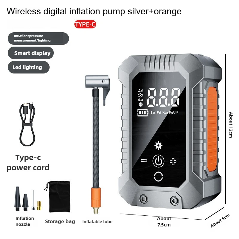 Car Mounted Inflation Pump Portable Electric Wireless Belt For Cars Tire Pressure Measuring Pump For Balls