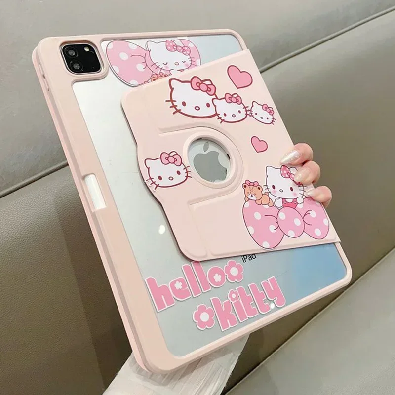 Cartoon Sanrio Hello Kittys Ipad Air5 Case Kawaii Anime 2022 10.9In Cute Mini6 Fold Trasparente 7 8 9 10 Generazione Copre Regali