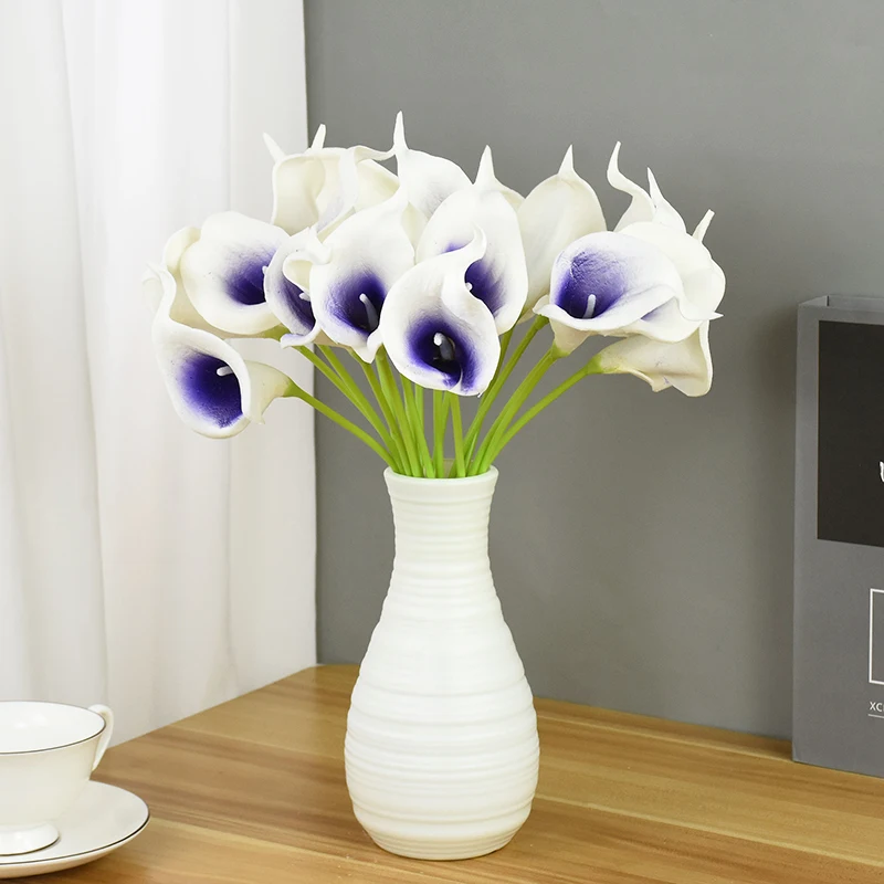5/10 Stück Real Touch Calla-Lilien-Blumenstrauß, künstliche Hochzeitsblumen für Dekoration, PU-Brautstrauß, Mittelstücke, gefälschte Blumen – Detail 4