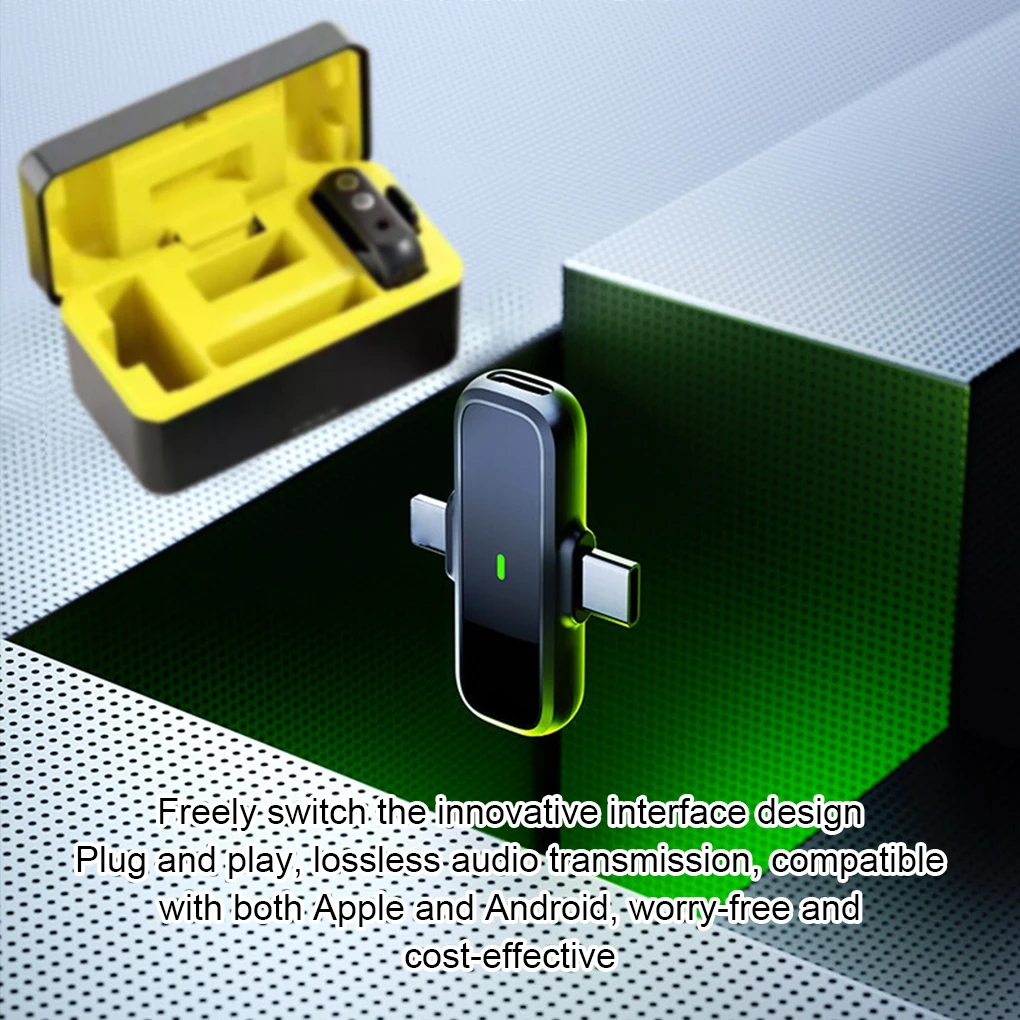 Portable Wireless Lavalier Microphone Charging Case Mic Noise Reduction Audio Video Recording for Phone Notebook Live Gaming Mic