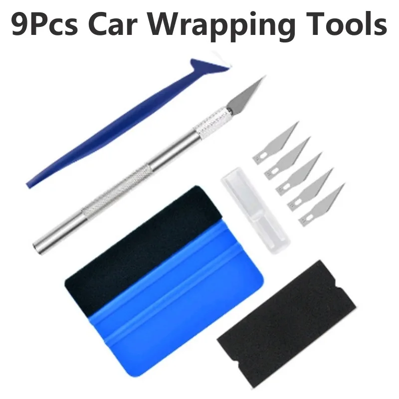 Car Wrapping Tools Vinyl Squeegee Window Tinting Squeegee Automotive Film Tools Scraper Tool Kit Car Film Scraper Car Vinyl Scraper 9pcs/set