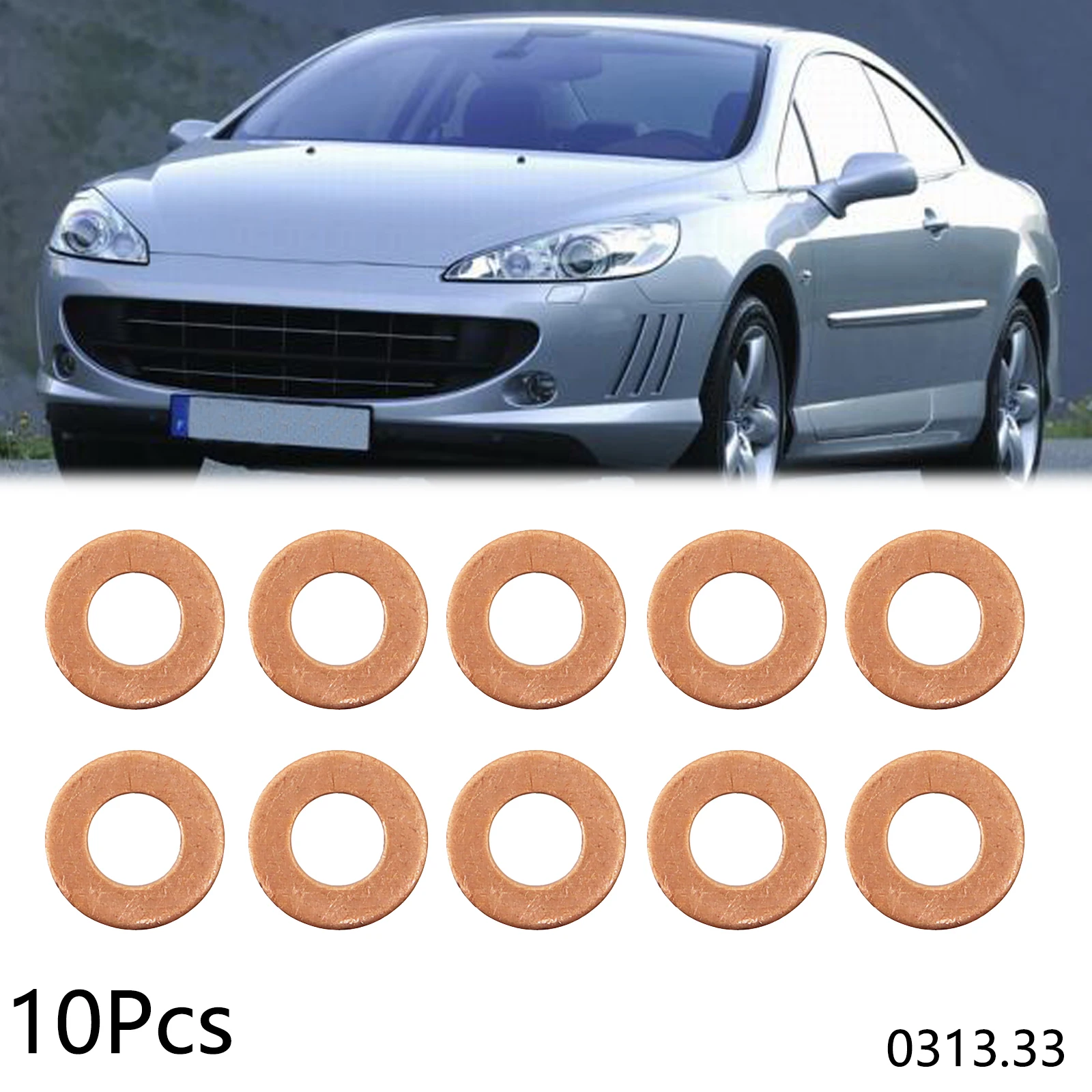 10PCS Oil Drain Plug Gaskets 0313.33 For Peugeot 207 208 307 308 406 For Citroen C3 C5 10X20X1.8mm Oil Pan Screw Washers Gasket oil drain plug gasket,oil drain plug seal washer,sealing washers