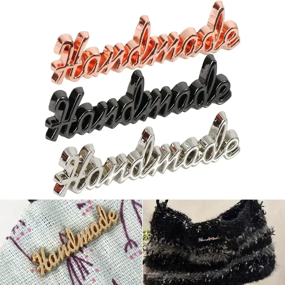 10pcs Metal Handmade Labels Tags for DIY Clothing Jeans Shoes Purse Bags Alloy Handmade Letter Tags Garment Accessories