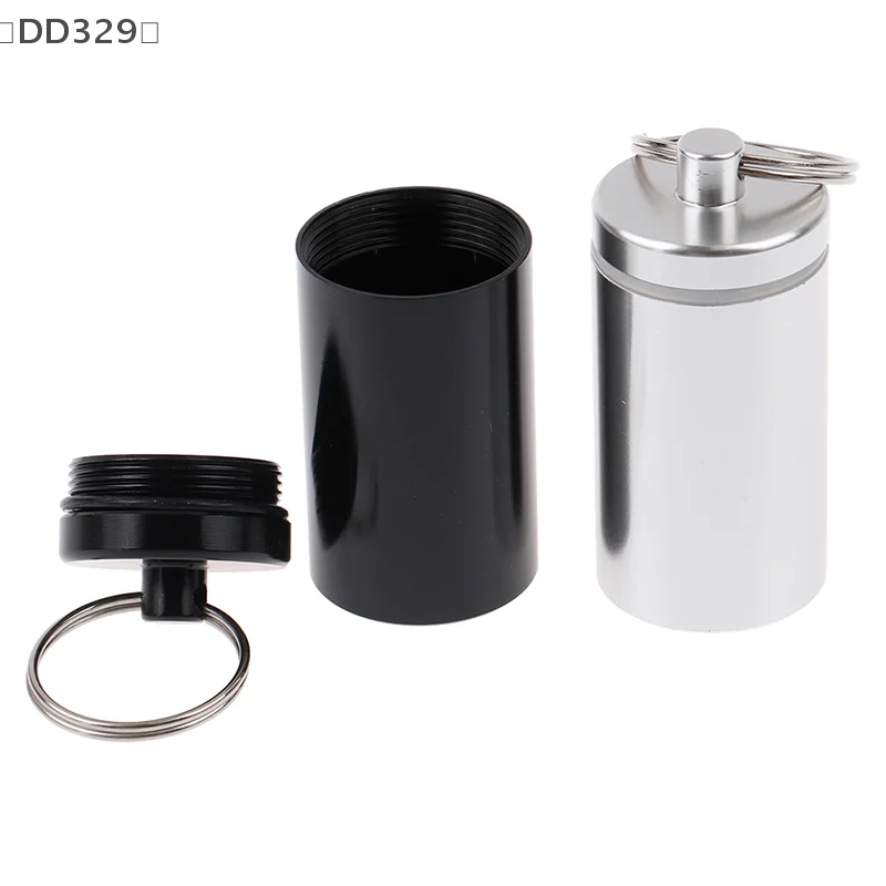〔DD329〕Mini Drug Bottle Holder Aluminum Alloy Medicine Container Small Portable Pill Box Case Waterproof Keychain Keep Tool