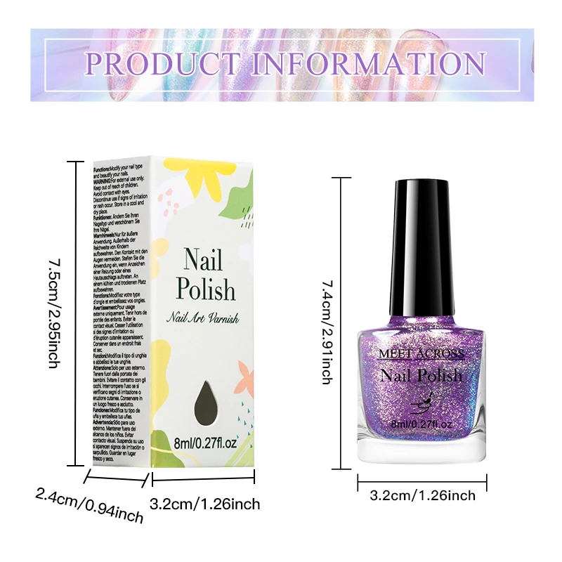Chameleon Nail Polish Blue Purple Shimmer Aurora Glitter Chrome 8ml Quick Dry Varnish For Art DIY Manicure
