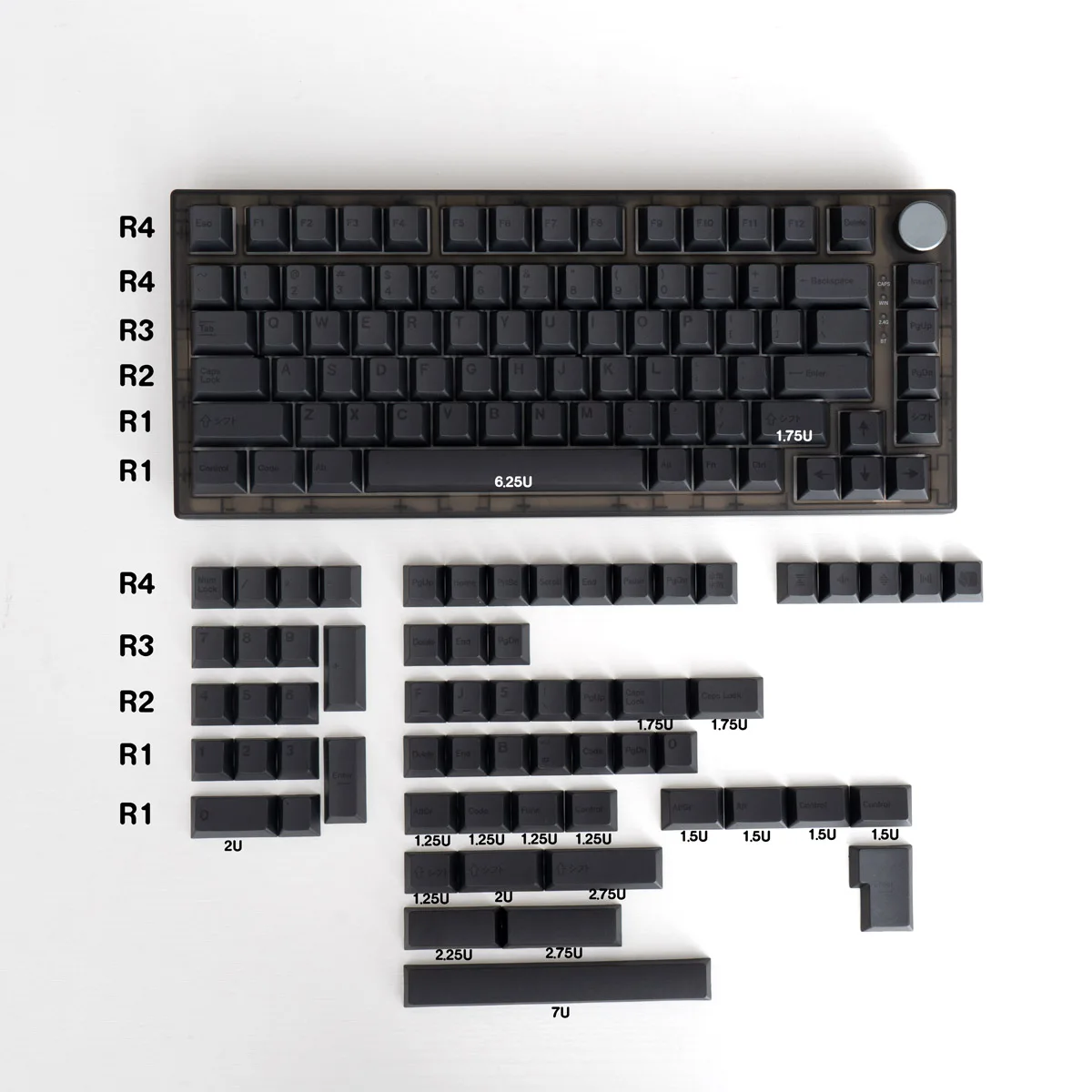 touches pbt pour clavier noir extrémités opaques ations aucun profil