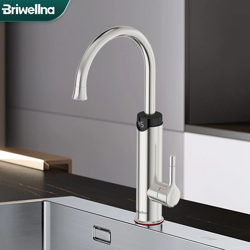 Briwellna-torneira Elétrica com Display Digital Aquecedor de Água Instantâneo Aquecedor de Aço Inoxidável