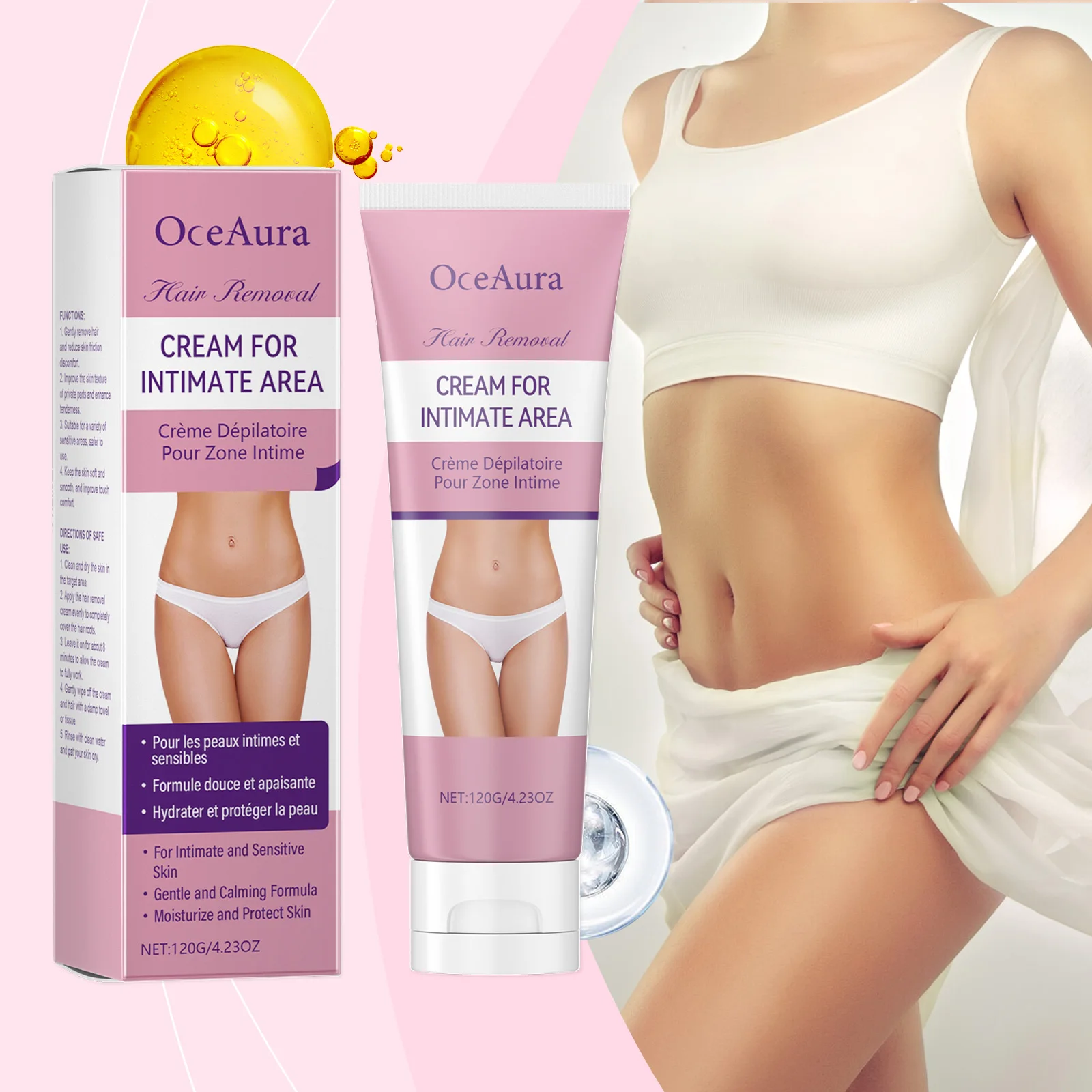 OceAura Unisex Gentle Hair Removal Cream - A Mild Cleansing, Moisturizing, Smoothing & Skin-Purifying Body Care Cream