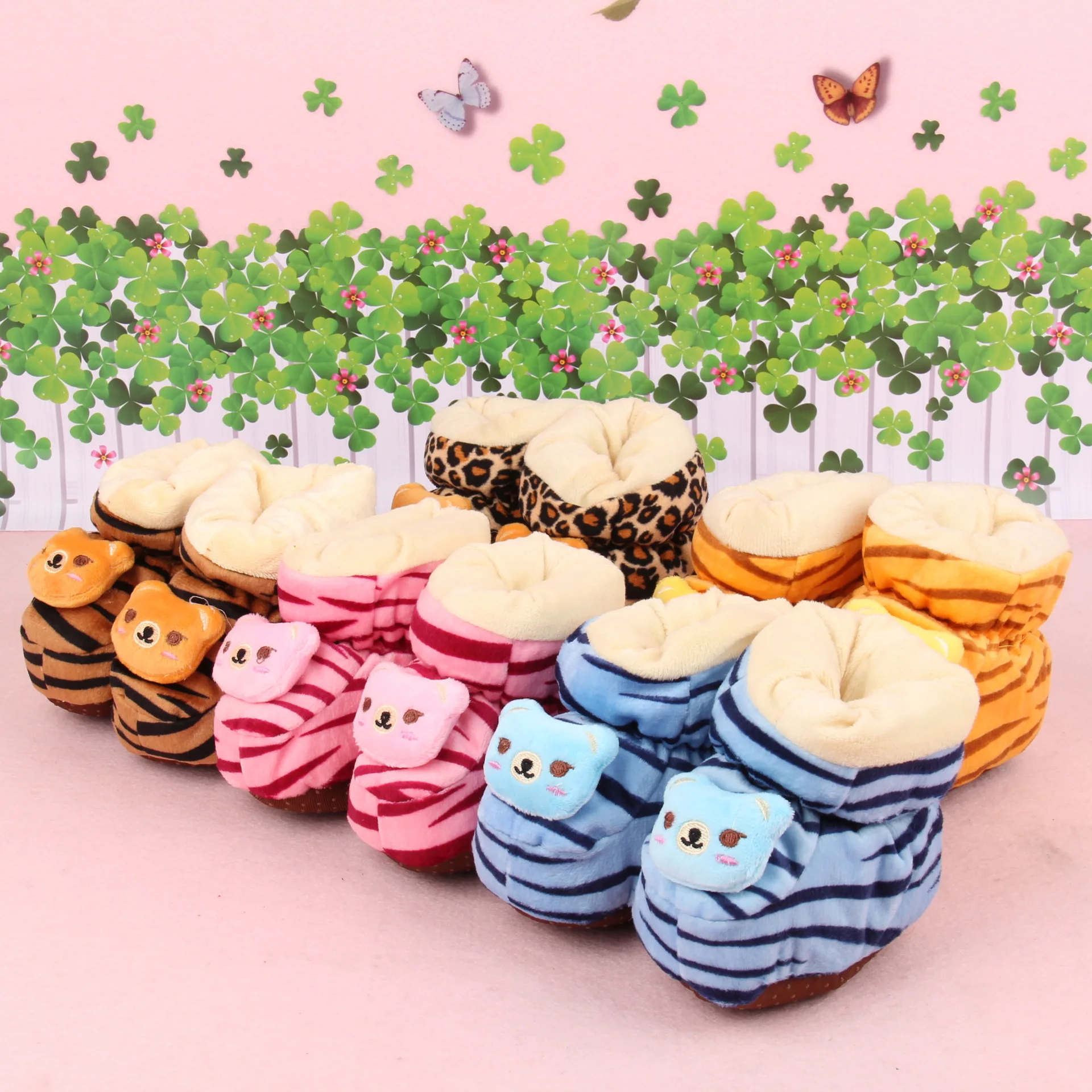 

Winter Baby Cotton and Cashmere Warm Tiger Print Leopard Print Tiger Head Small Non-slip Cotton Boots