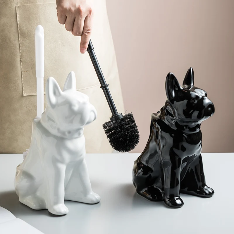 KADAX Set Di 2 Scopini Per WC Con Manico In Acciaio E Supporto In Ceramica, Design Elegante, Colore Nero, Accessori Bagno