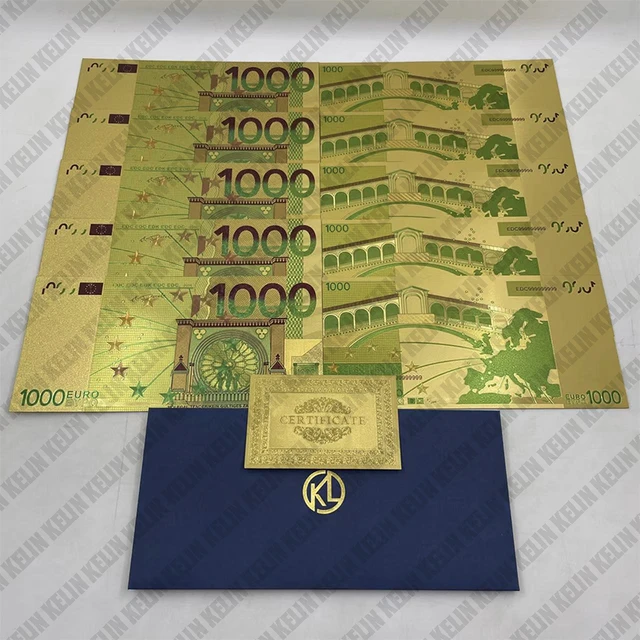 Nuove banconote in oro Euro 1000 per regali aziendali e collezione -  AliExpress